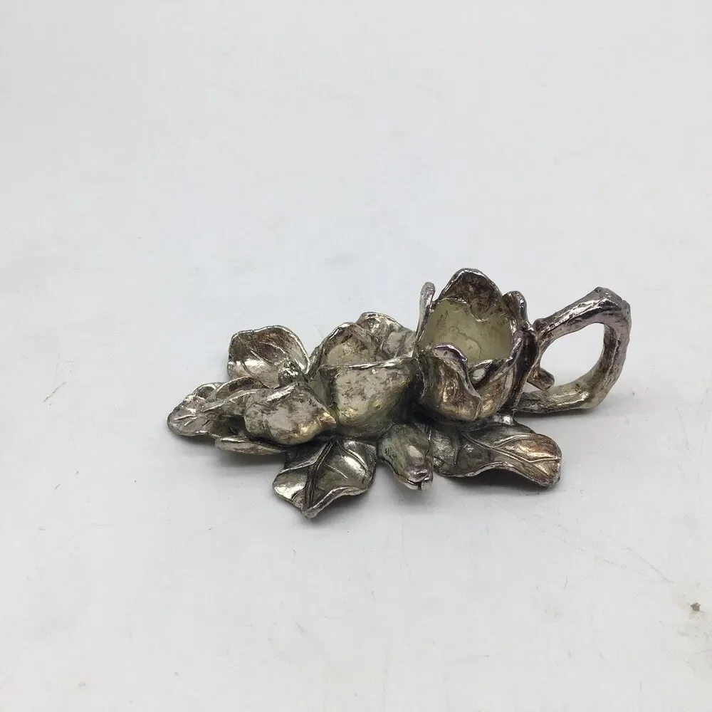 Vtg Arthur Court Magnolia Flower Salt & Pepper Holder Base Only Candle Holder